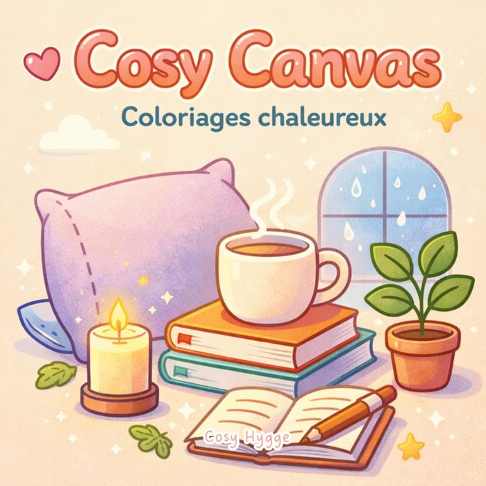 Couverture du livre « COSY CANVAS - COLORIAGES CHALEUREUX », librairie Les Contes Infusés à Corte