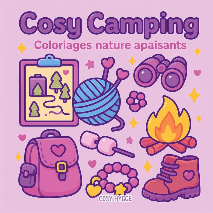 Couverture du livre « COSY CAMPING - COLORIAGES NATURE APAISANTS » de Cosy Hygge, librairie Les Contes Infusés à Corte