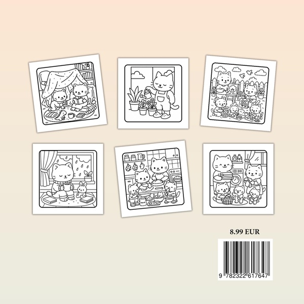 Quatrième de couverture de « CHATS EN FAMILLE - COLORIAGES DOUX ET FACILES »