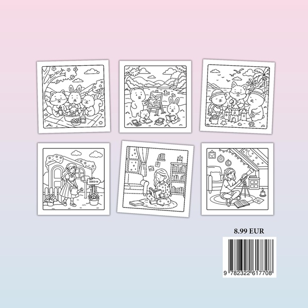 Quatrième de couverture de « SCENES DE VIE COSY - COLORIAGES APAISANTS DU QUOTIDIEN »