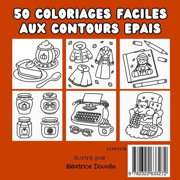 Quatrième de couverture de « JUSTE COSY - AUTOMNE LIVRE DE COLORIAGE MIGNON & APAISANT EDITION PREMIUM PAPIER 120G ET RELIURE ANN »