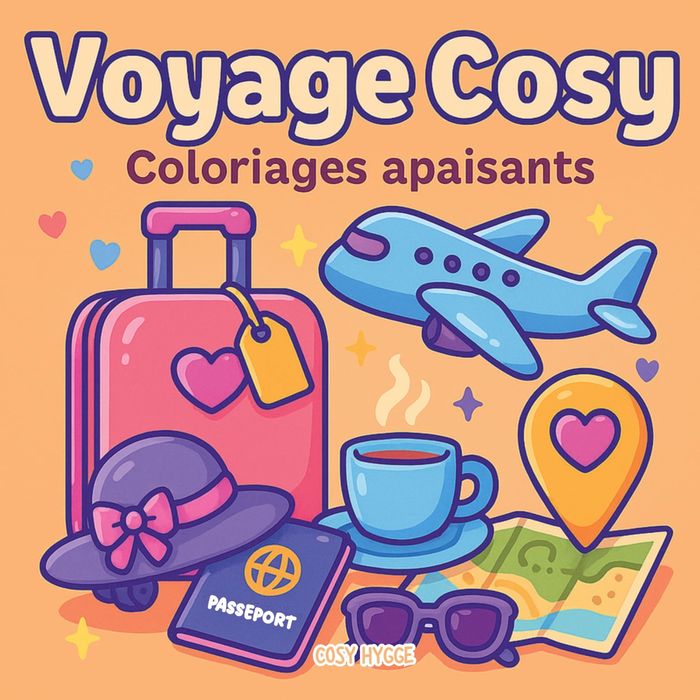Couverture du livre « VOYAGE COSY - COLORIAGES APAISANTS » de Cosy Hygge, librairie Les Contes Infusés à Corte