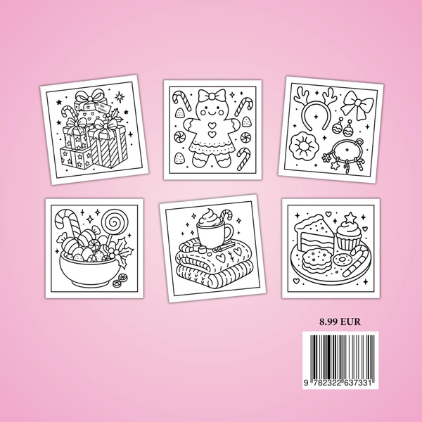 Quatrième de couverture de « MON HIVER GIRLY - COLORIAGES FACILES POUR MOMENTS DE CALME »