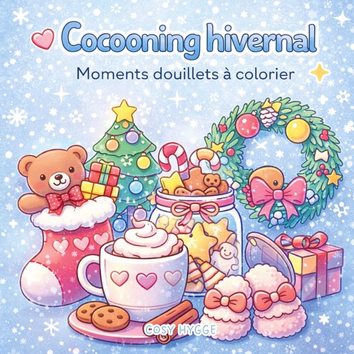 Couverture du livre « COCOONING HIVERNAL - MOMENTS DOUILLETS A COLORIER » de Cosy Hygge, librairie Les Contes Infusés à Corte