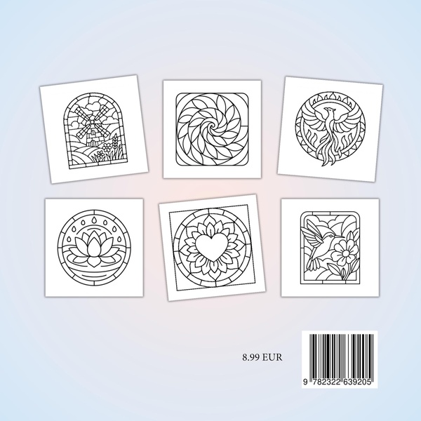 Quatrième de couverture de « VITRAUX ANTI-STRESS - COLORIAGES DOUX GROS CONTOURS »