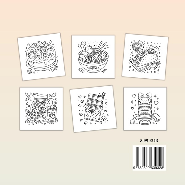 Quatrième de couverture de « PAUSE GOURMANDE - COLORIAGES SNACKS MIGNONS & FACILES »