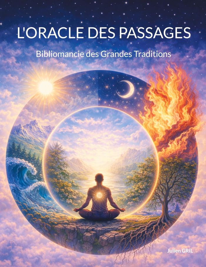 Couverture du livre « L'oracle des passages : bibliomancie des grandes traditions » de Julien Gril, librairie Les Contes Infusés à Corte
