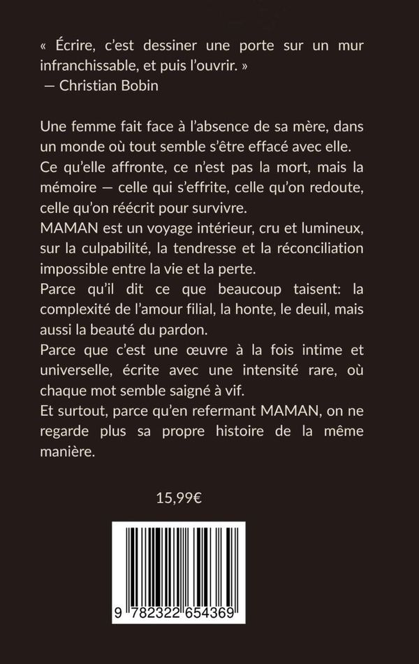 Quatrième de couverture de « MAMAN »