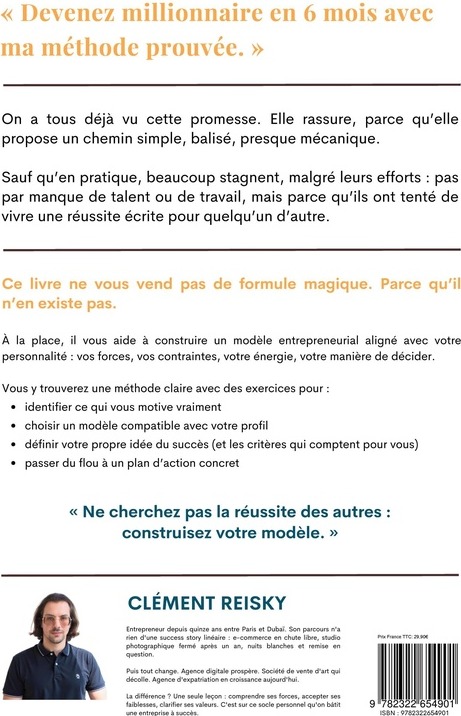 Quatrième de couverture de « SANS FORMULE MAGIQUE - CONSTRUIRE UN MODELE ENTREPRENEURIAL ALIGNE AVEC VOTRE PERSONNALITE. »