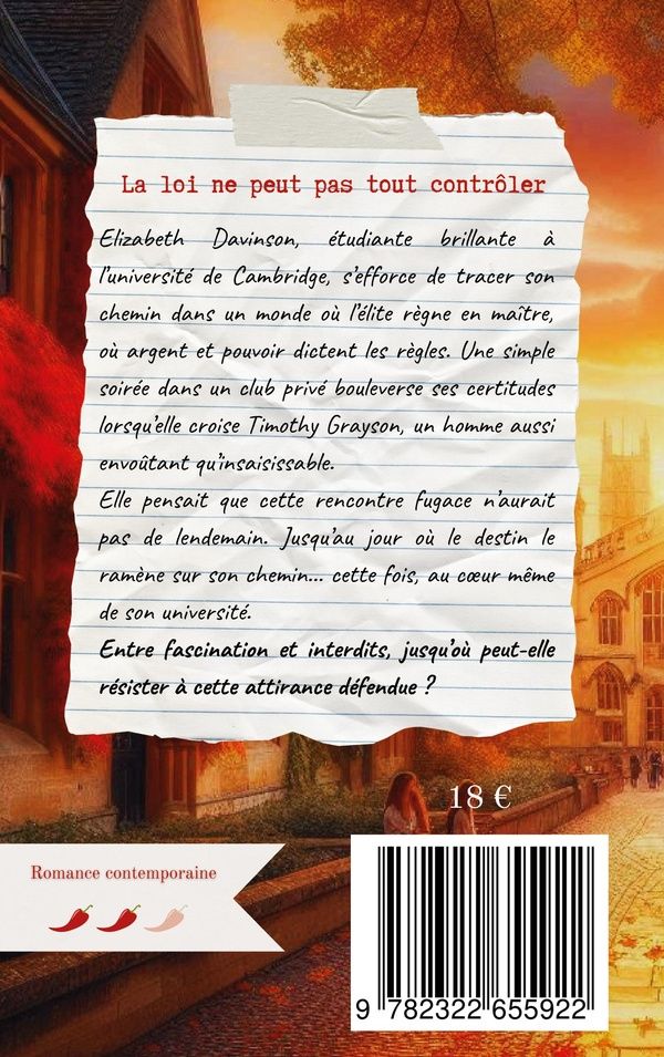 Quatrième de couverture de « Leçons interdites : Elizabeth & Timothy »