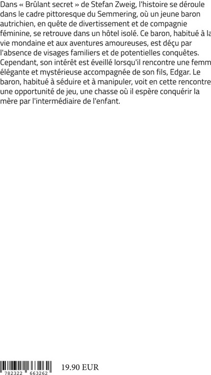 Quatrième de couverture de « Brûlant secret : Une nouvelle psychologique révélant les tourments d'un drame intime et secret »