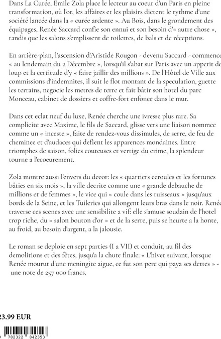 Quatrième de couverture de « La Curée »