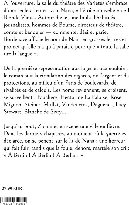 Quatrième de couverture de « Nana »