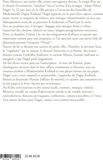 Quatrième de couverture de « Mystères »