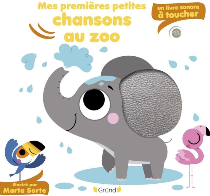 Couverture du livre « Mes premières petites chansons au zoo : un livre sonore à toucher » de Marta Sorte, librairie Les Contes Infusés à Corte