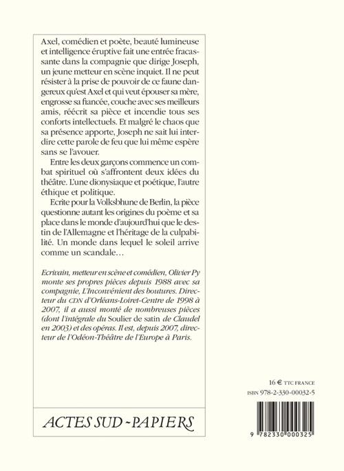 Quatrième de couverture de « LE SOLEIL »
