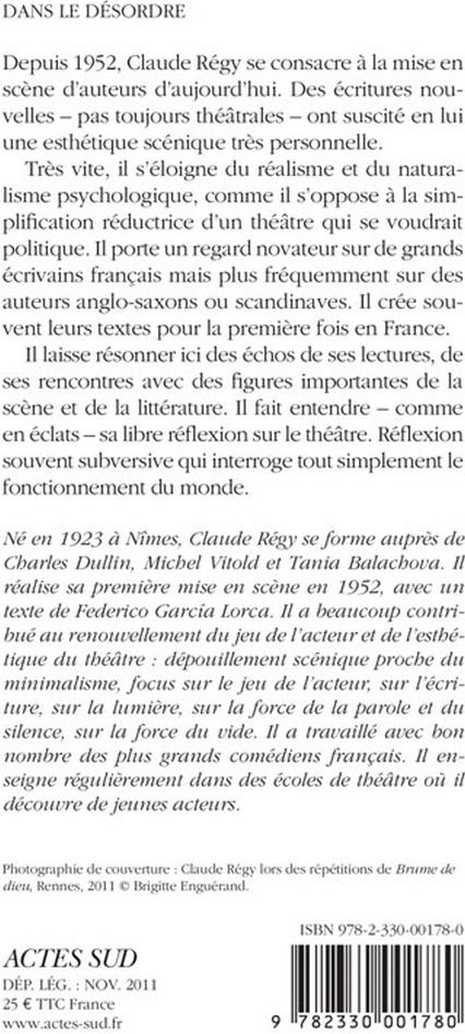 Quatrième de couverture de « DANS LE DESORDRE »