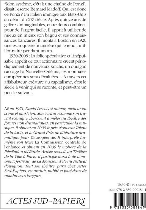 Quatrième de couverture de « LE SYSTEME DE PONZI »