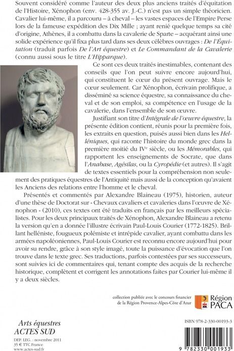 Quatrième de couverture de « XENOPHON - L'INTEGRALE DE L'OEUVRE EQUESTRE »
