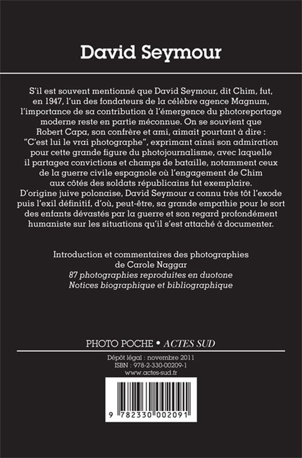 Quatrième de couverture de « DAVID SEYMOUR - PHOTO POCHE N 138 »