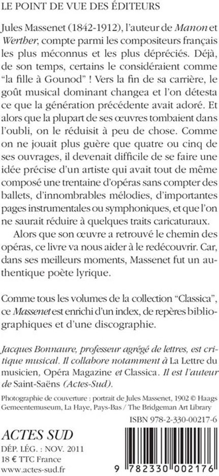 Quatrième de couverture de « MASSENET »