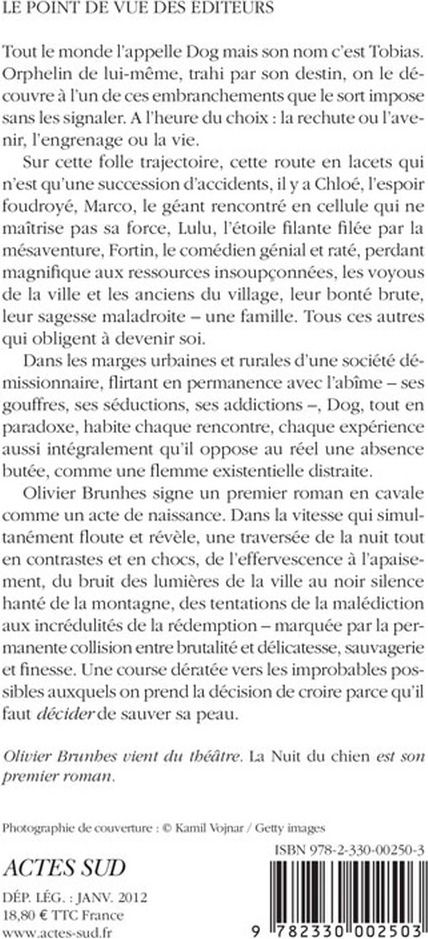 Quatrième de couverture de « LA NUIT DU CHIEN »