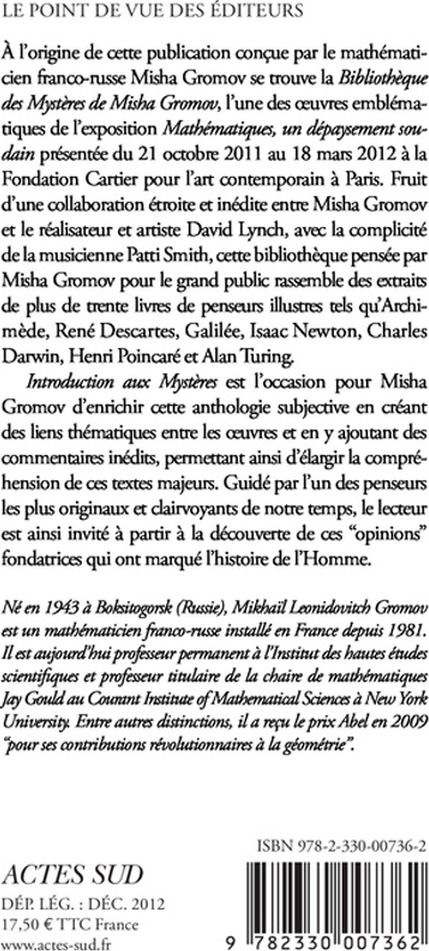 Quatrième de couverture de « INTRODUCTION AUX MYSTERES - ILLUSTRATIONS, COULEUR »