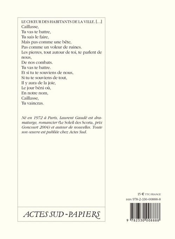 Quatrième de couverture de « Caillasses »
