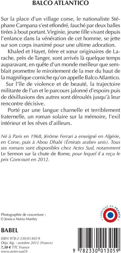 Quatrième de couverture de « Balco Atlantico : roman »
