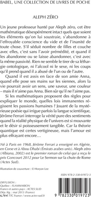 Quatrième de couverture de « Aleph zéro : roman »