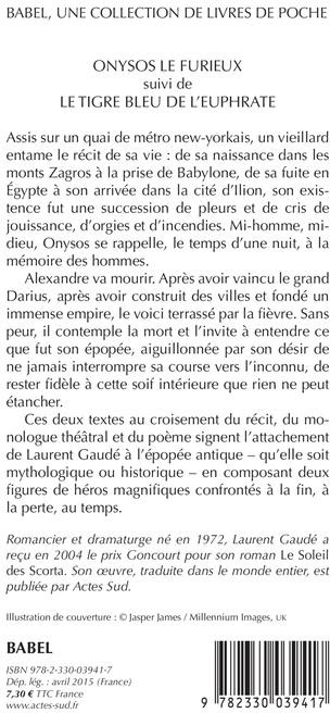 Quatrième de couverture de « Onysos le furieux »