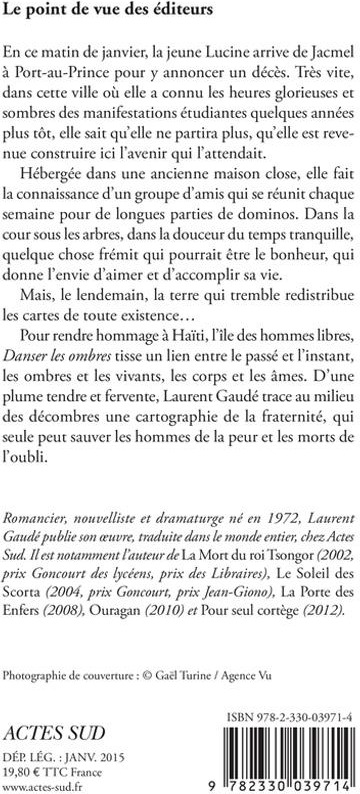 Quatrième de couverture de « Danser les ombres »