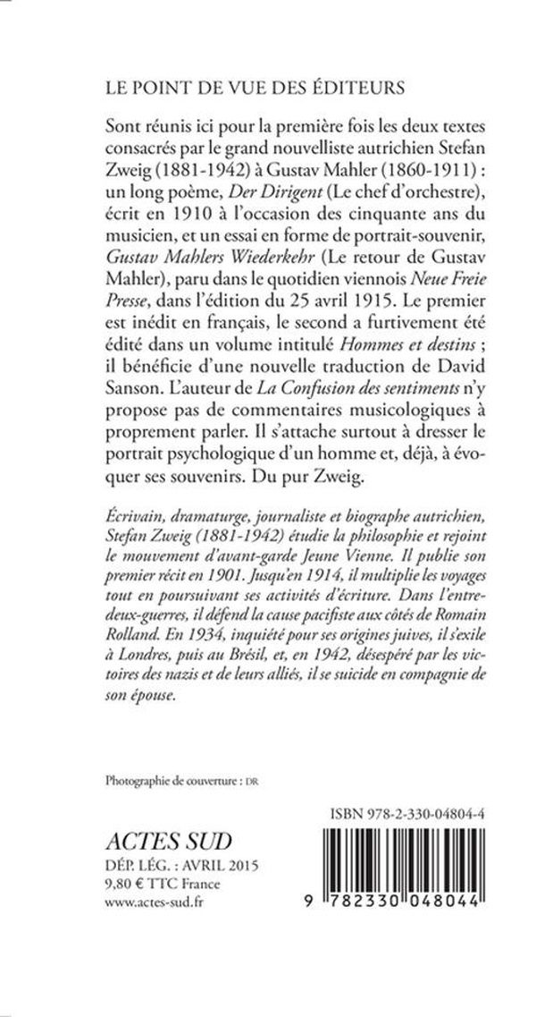 Quatrième de couverture de « Le retour de Gustav Mahler »