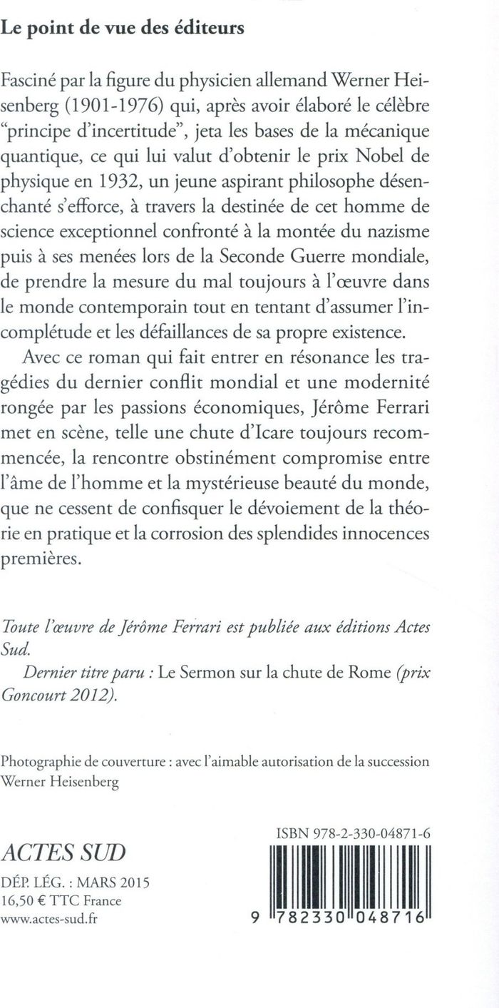 Quatrième de couverture de « Le principe : roman »