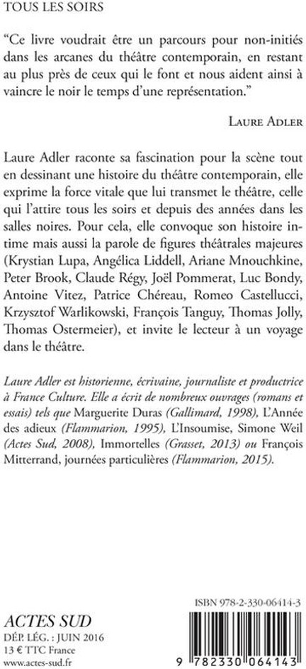 Quatrième de couverture de « Tous les soirs »