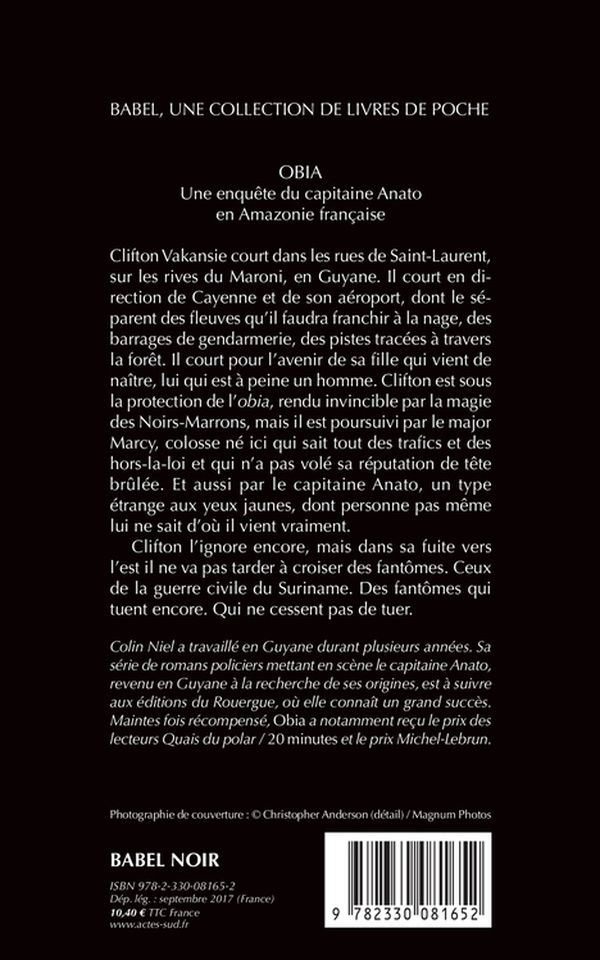 Quatrième de couverture de « Obia : une enquête du capitaine Anato en Amazonie française »