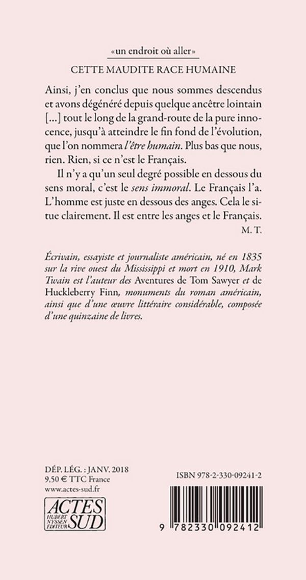 Quatrième de couverture de « Cette maudite race humaine : texte inédit »