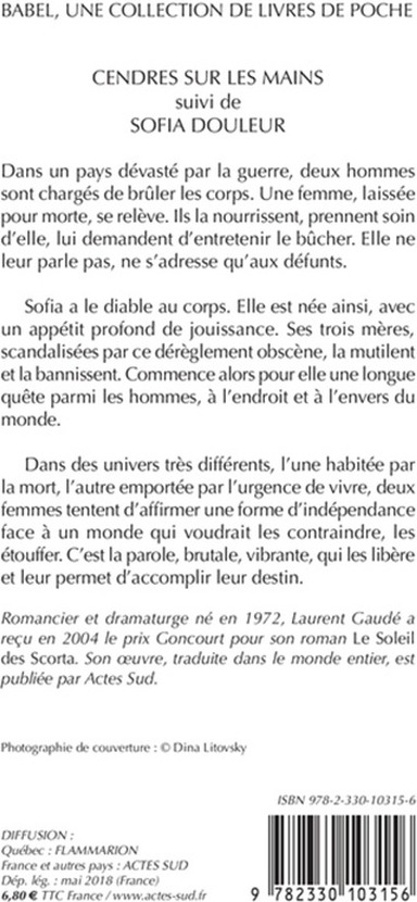 Quatrième de couverture de « Cendres sur les mains : théâtre »