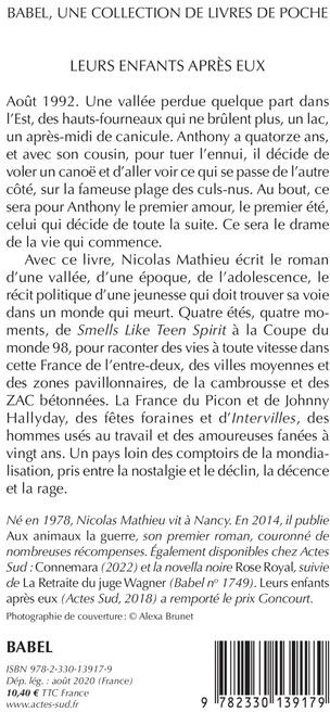 Quatrième de couverture de « LEURS ENFANTS APRES EUX »