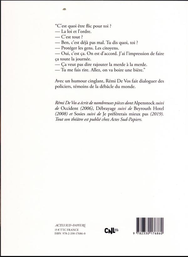 Quatrième de couverture de « DEUX FLICS EN VOITURE, AU VESTIAIRE, A LA PLAGE »