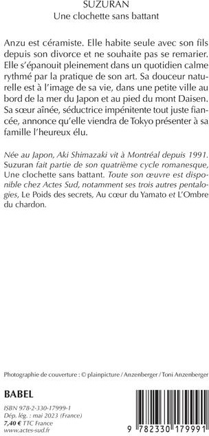 Quatrième de couverture de « SUZURAN - UNE CLOCHETTE SANS BATTANT »