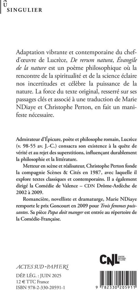 Quatrième de couverture de « Évangile de la nature »