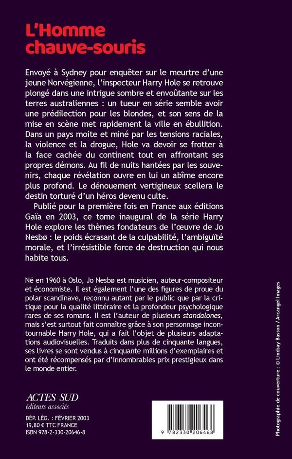 Quatrième de couverture de « L'homme chauve-souris »