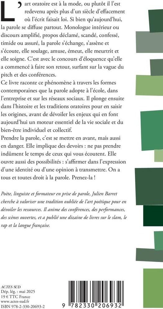 Quatrième de couverture de « Retour à la parole : de la rhétorique antique aux concours d'éloquence »