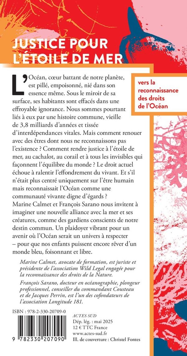 Quatrième de couverture de « Justice pour l'étoile de mer : vers la reconnaissance des droits de l'océan »