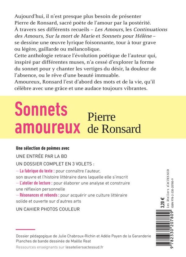 Quatrième de couverture de « Sonnets amoureux »