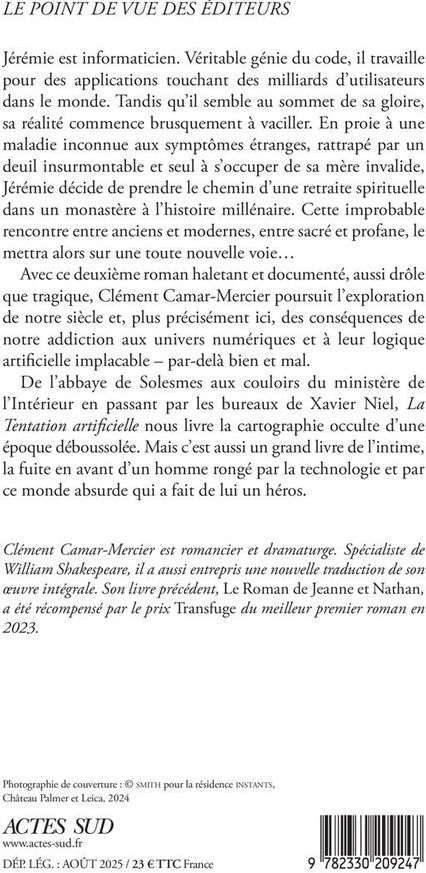 Quatrième de couverture de « La tentation artificielle : roman »