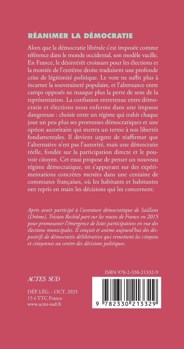 Quatrième de couverture de « Réanimer la démocratie : des assemblées populaires face à l'autoritarisme »