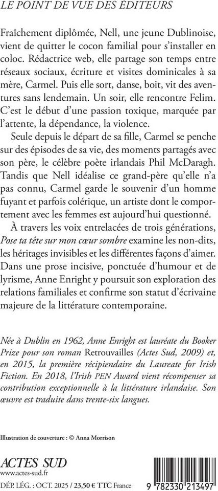 Quatrième de couverture de « Pose ta tête sur mon coeur sombre »