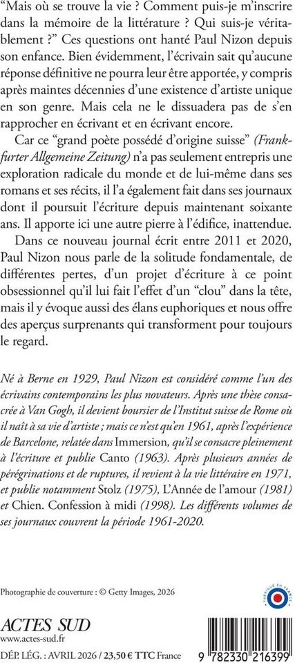 Quatrième de couverture de « Le clou dans la tête : journal 2011-2020 »
